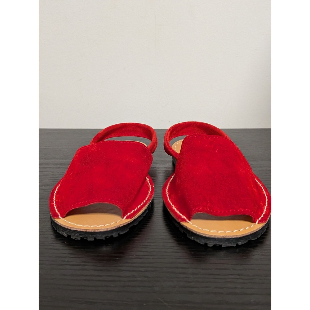 Menorquina Furan Red Suede Avarca Sandals Spain Slingback Peep Toe Flats US 6.5 - Picture 8 of 9